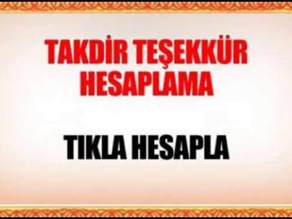 Takdir Teşekkür hesaplama