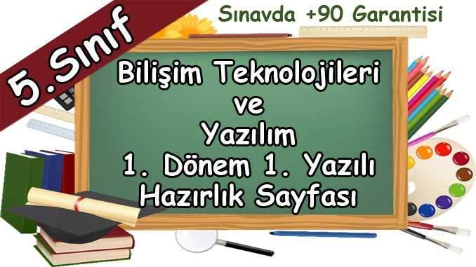 5. Sınıf Bilişim Teknolojileri 1. Dönem 1. Yazılı Hazırlık