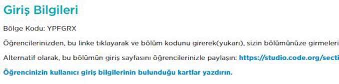 Code.org Öğrenci Giriş