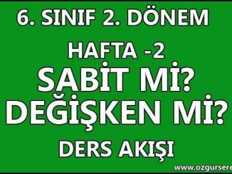Sabit mi Değişken mi Ders Akışı