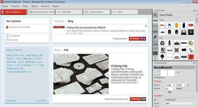 Fritzing Programı Arayüz