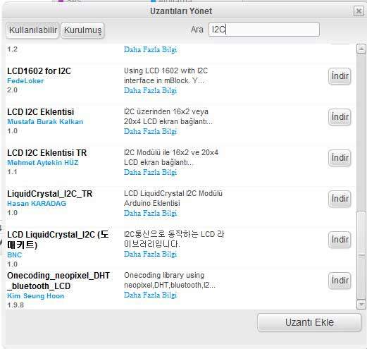 Arduino LCD I2C Eklentisi